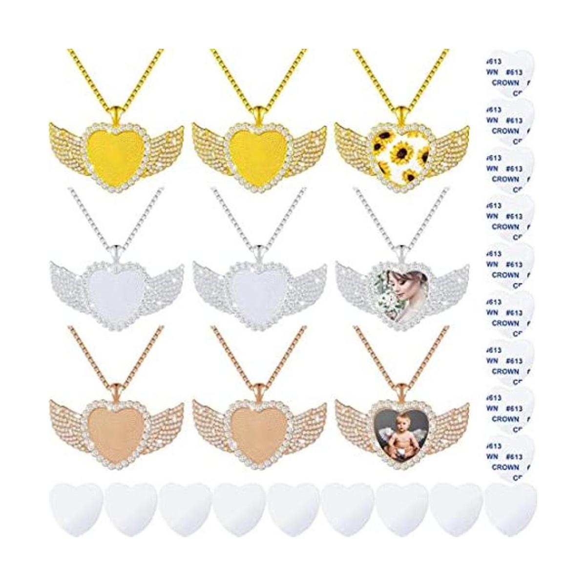 9 piezas de collar en blanco de sublimación con cadena en