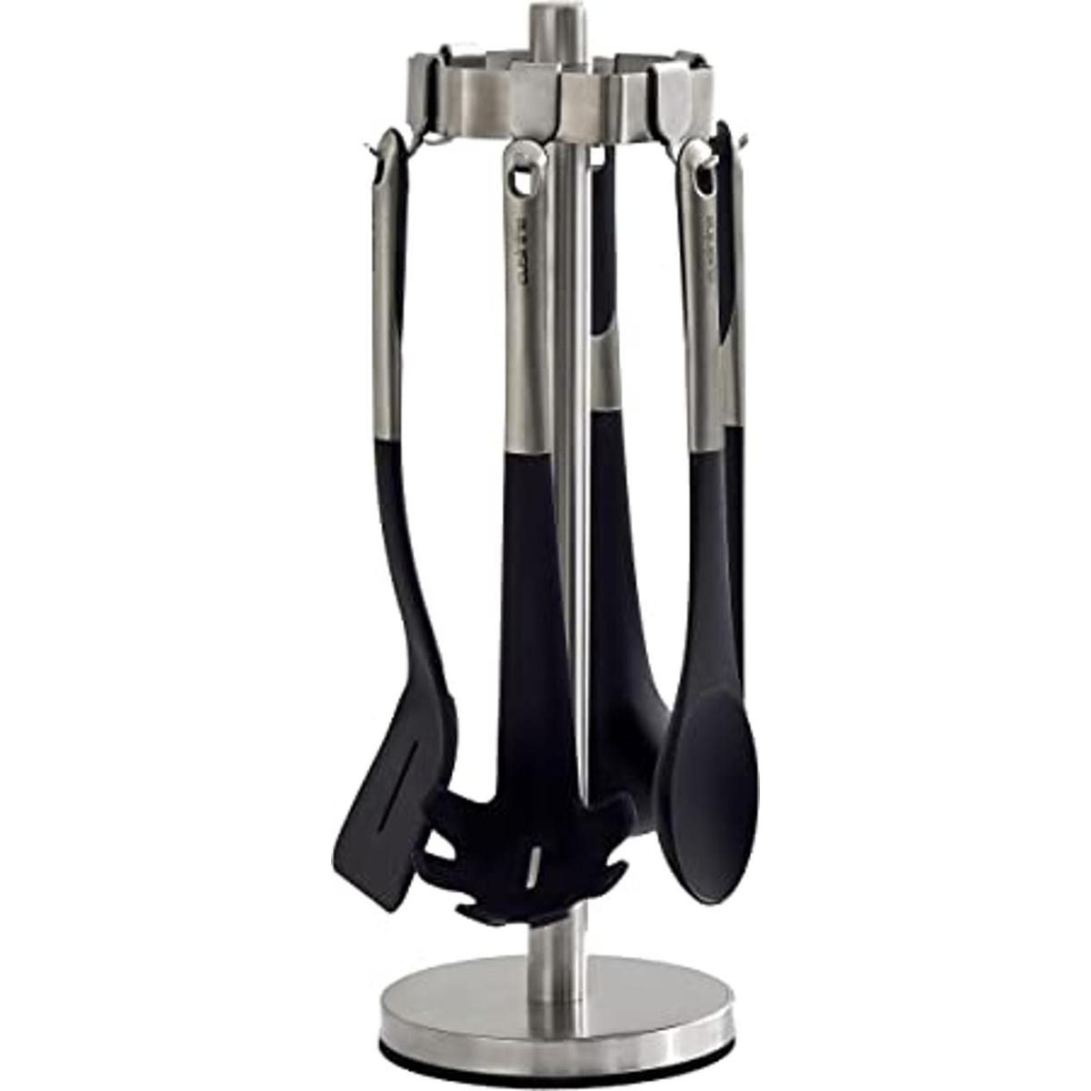 Soporte para utensilios de cocina con 6 ganchos ajustables