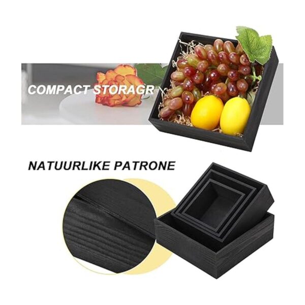 8 cajas de madera rústicas de color negro de 7 pulgadas 6