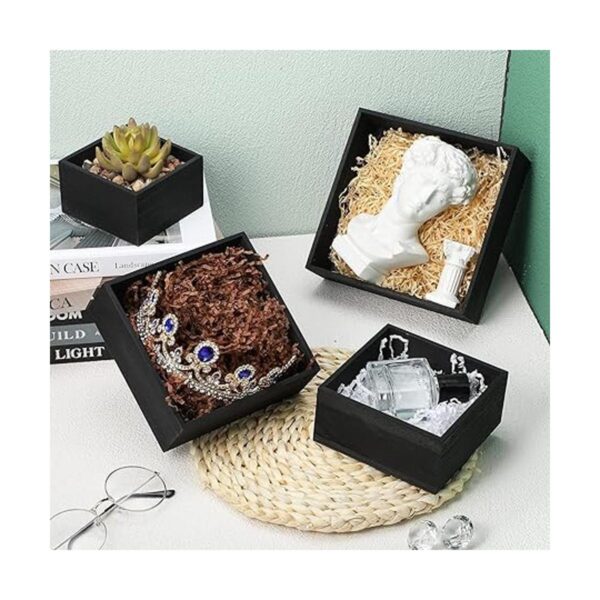 8 cajas de madera rústicas de color negro de 7 pulgadas 6