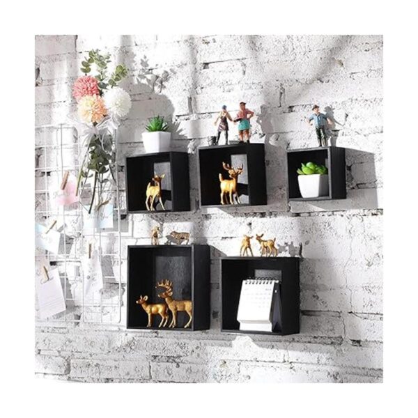 8 cajas de madera rústicas de color negro de 7 pulgadas 6