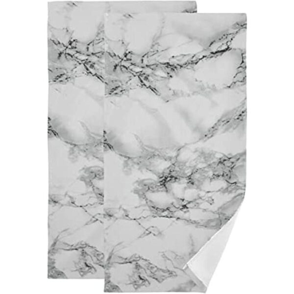 2 toallas de mano de mármol con estampado de mármol blanco_1