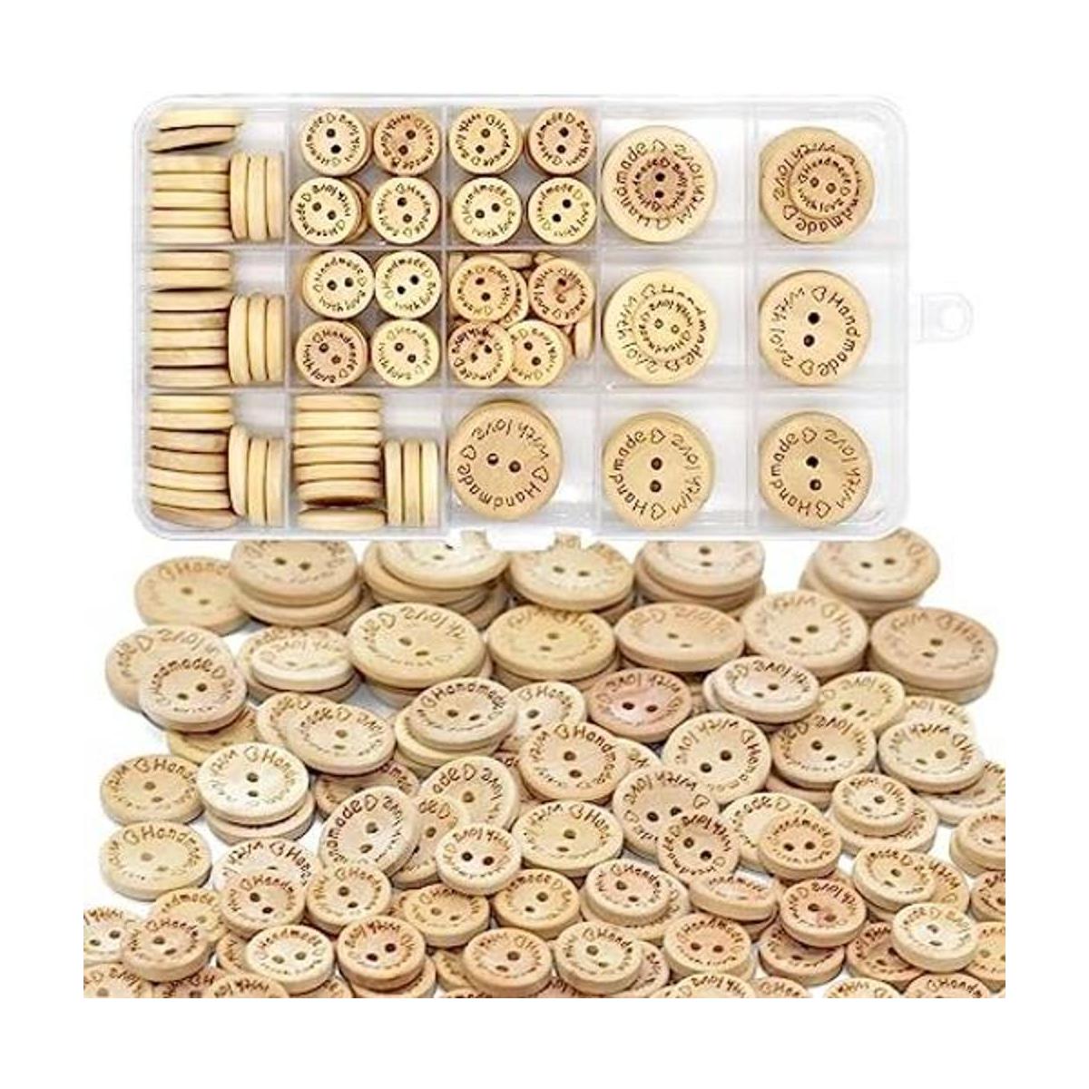 150 botones hechos a mano de madera para coser 2 agujeros