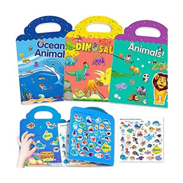Libros de calcomanías reutilizables para niños 3 juegos_1