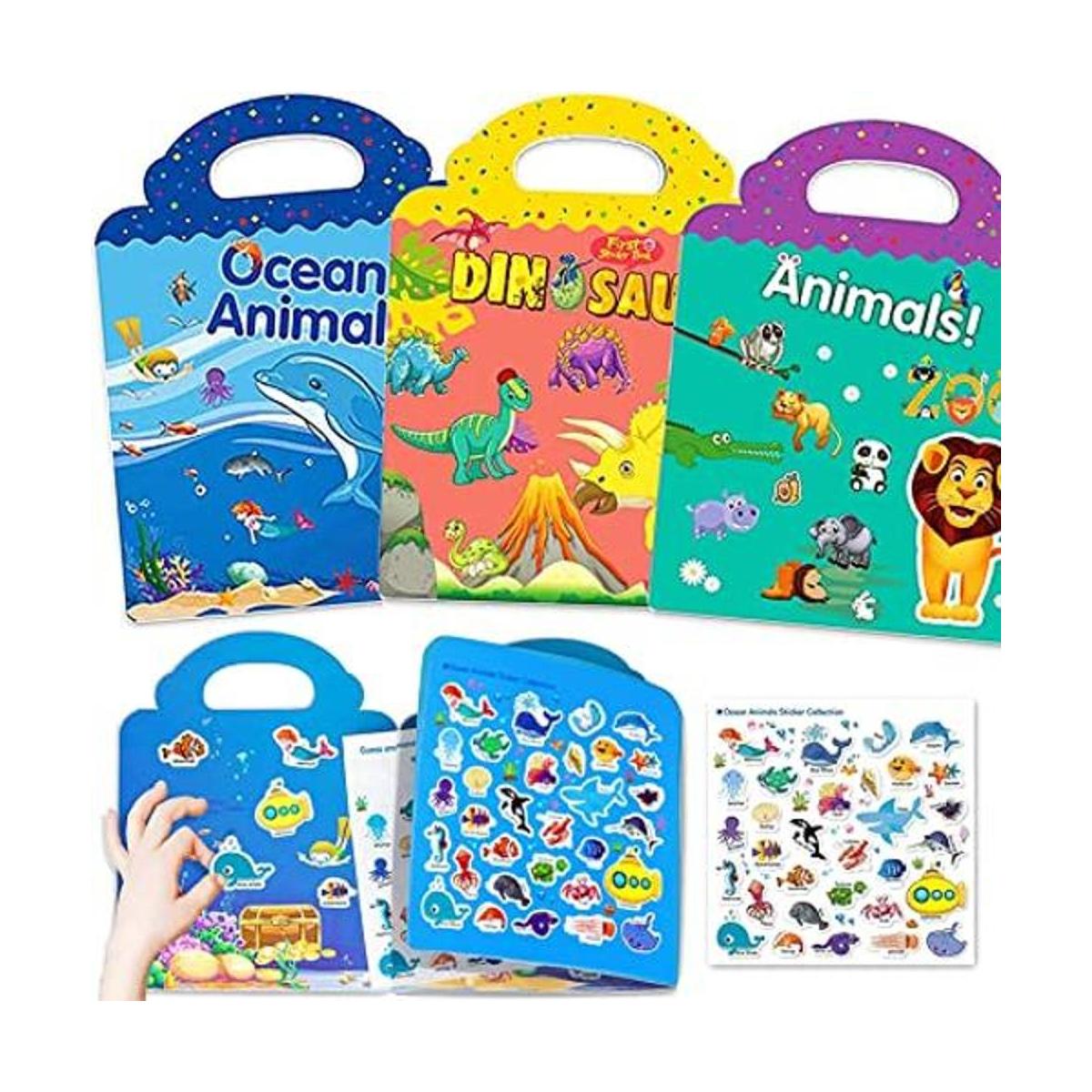 Libros de calcomanías reutilizables para niños 3 juegos