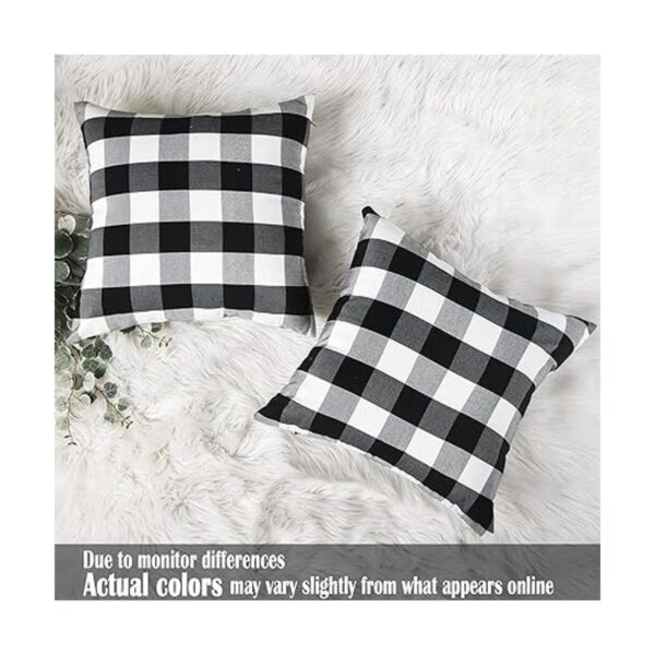 CARRIE HOME Juego de 2 fundas de almohada a cuadros negros