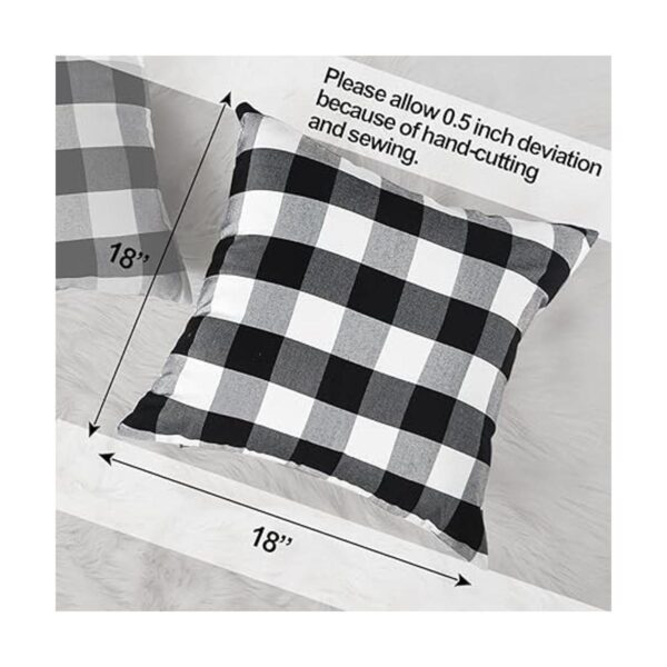CARRIE HOME Juego de 2 fundas de almohada a cuadros negros