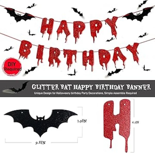 Pancarta de Halloween con purpurina roja para feliz_3