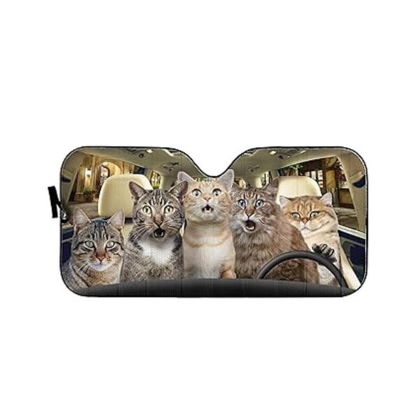 Parasol para coche con diseño de gato de Bengala y chofer_2