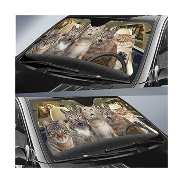 Parasol para coche con diseño de gato de Bengala y chofer_3
