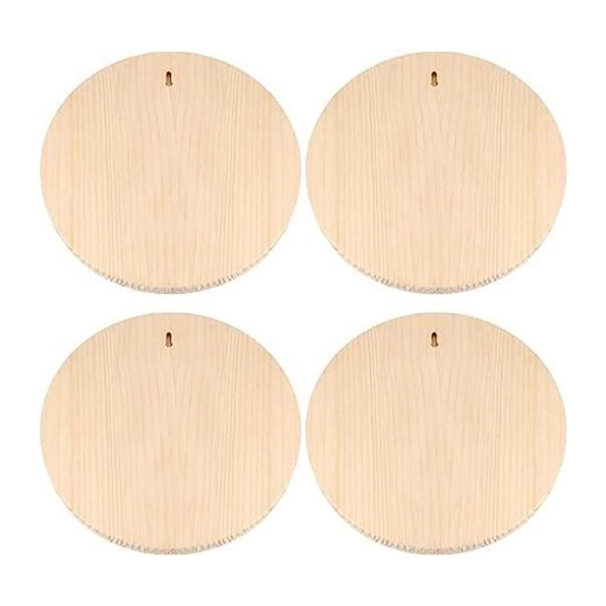 MUKLEI Paquete de 4 placas redondas de madera de 12