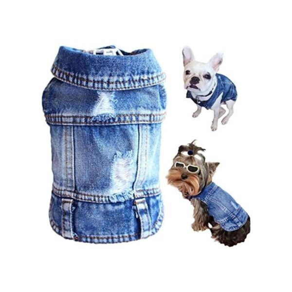LKEX Chaqueta de mezclilla para perro camisa de mezclilla