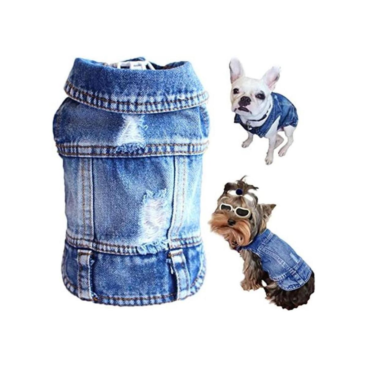 LKEX Chaqueta de mezclilla para perro camisa de mezclilla