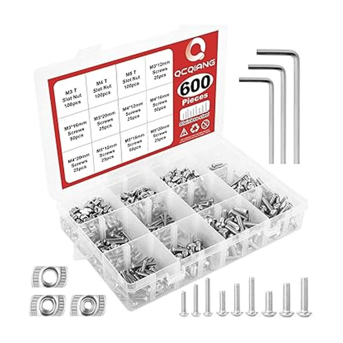 QCQIANG Kit surtido de 600 tuercas en T deslizantes de