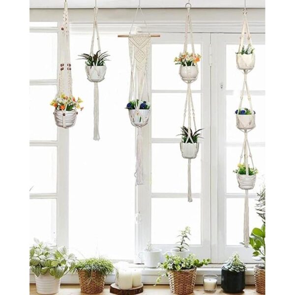 Pack de 5 perchas de macramé hechas a mano de algodón para