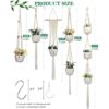 Pack de 5 perchas de macramé hechas a mano de algodón para