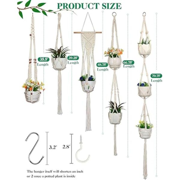Pack de 5 perchas de macramé hechas a mano de algodón para