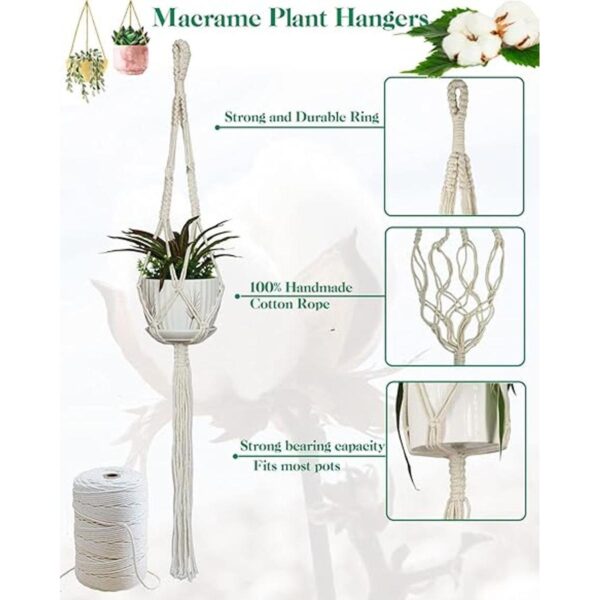 Pack de 5 perchas de macramé hechas a mano de algodón para