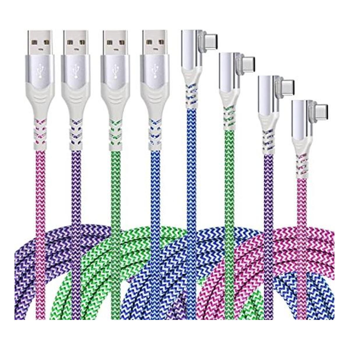Eversame Cable tipo C de ángulo recto 4 unidades cable