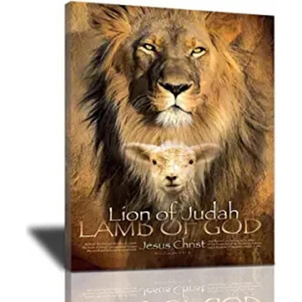 Lienzo enmarcado de león de Judá cordero de Dios