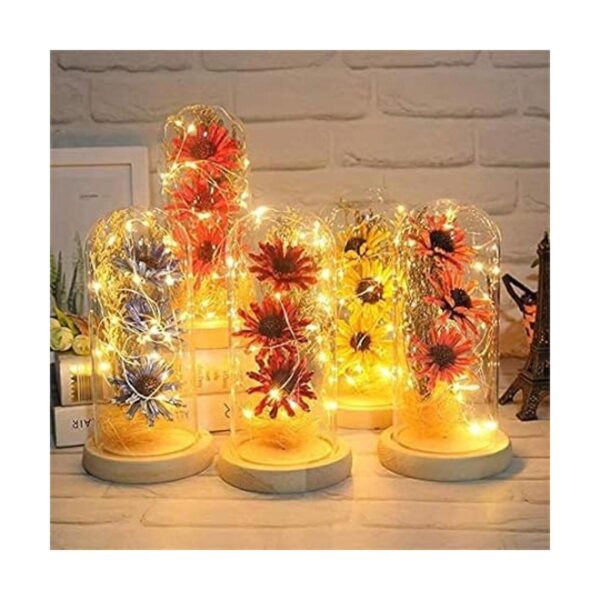 Girasol artificial en cúpula de cristal LED lámpara de