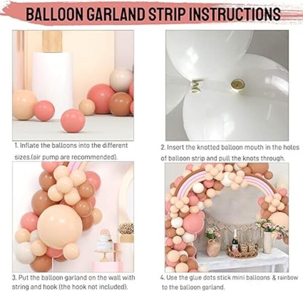 Guirnalda de globos bohemia rubor nude rosa marrón