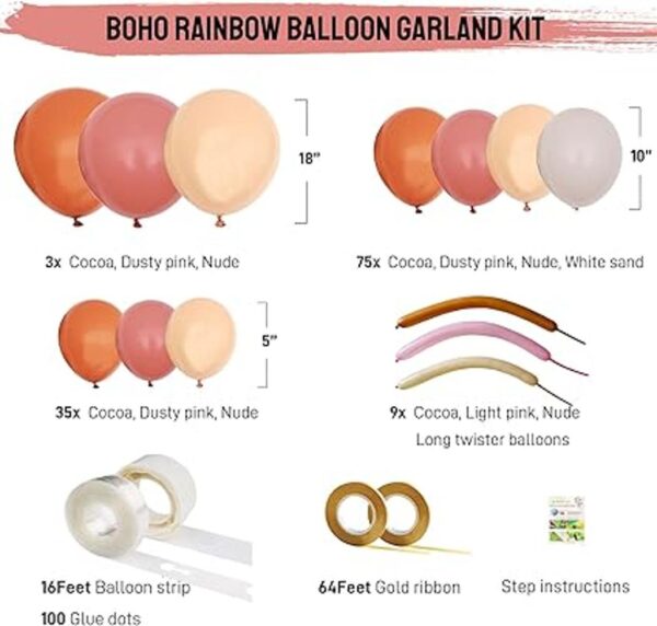 Guirnalda de globos bohemia rubor nude rosa marrón