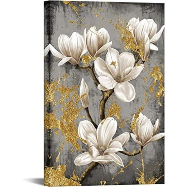 FuShvre Magnolia blanca pintura de lienzo flores con_1
