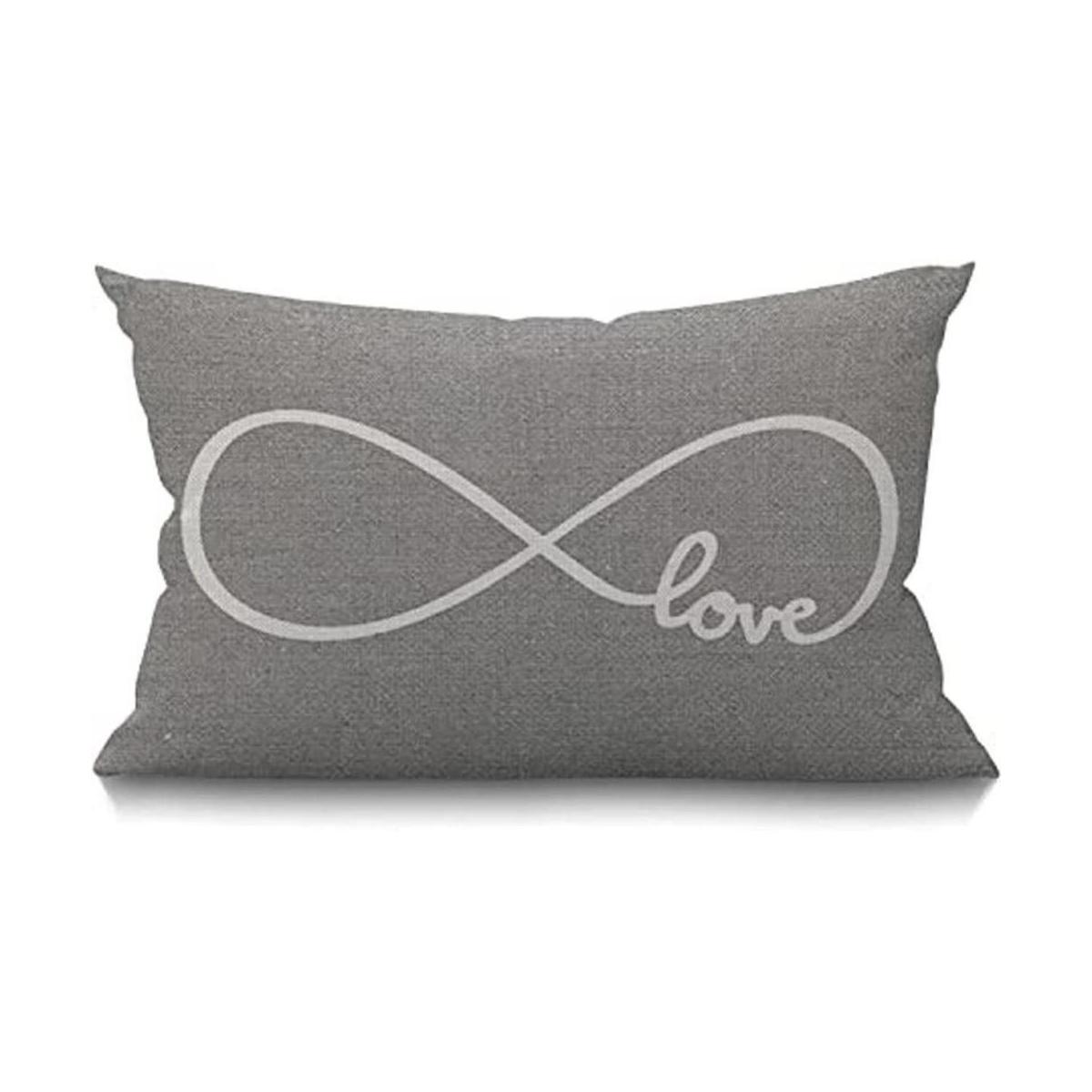 Smooffly Funda de almohada rústica gris amor lumbar de