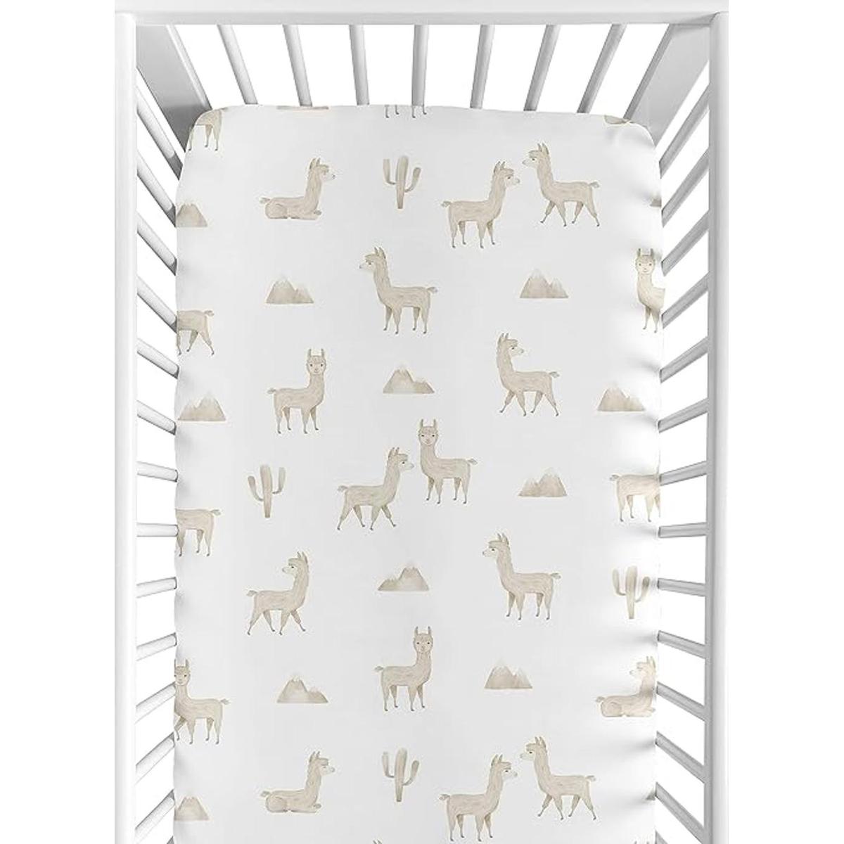 Sweet Jojo Designs Boho Llama Niño Niña Sábana de cuna