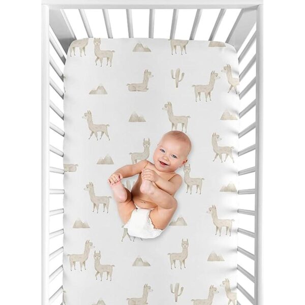 Sweet Jojo Designs Boho Llama Niño Niña Sábana de cuna_4