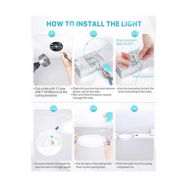 Ensenior 1 paquete de luz LED empotrada ultrafina de 6_5