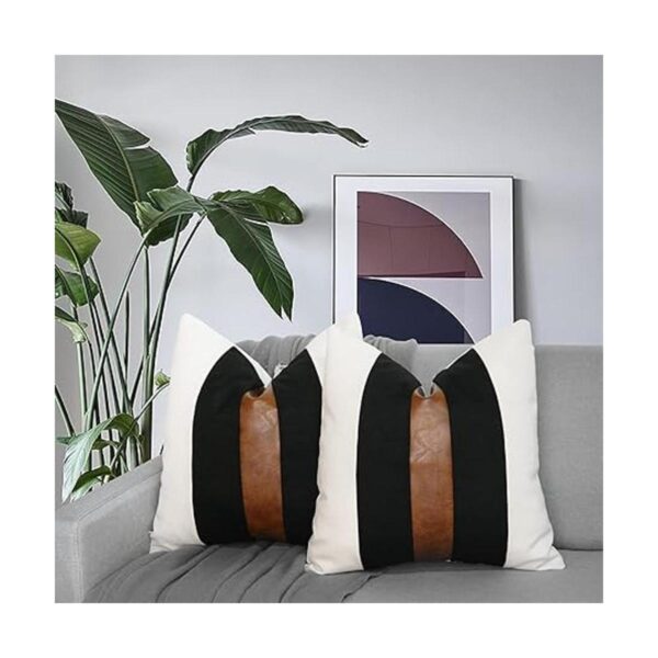 JASEN Juego de 2 fundas de almohada de piel sintética y