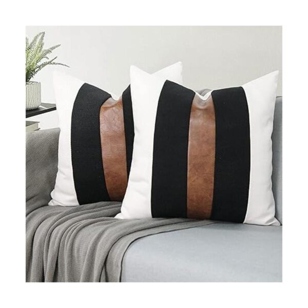 JASEN Juego de 2 fundas de almohada de piel sintética y