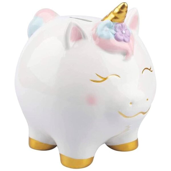 Alcancía de unicornio para niñas pintada a mano con_1