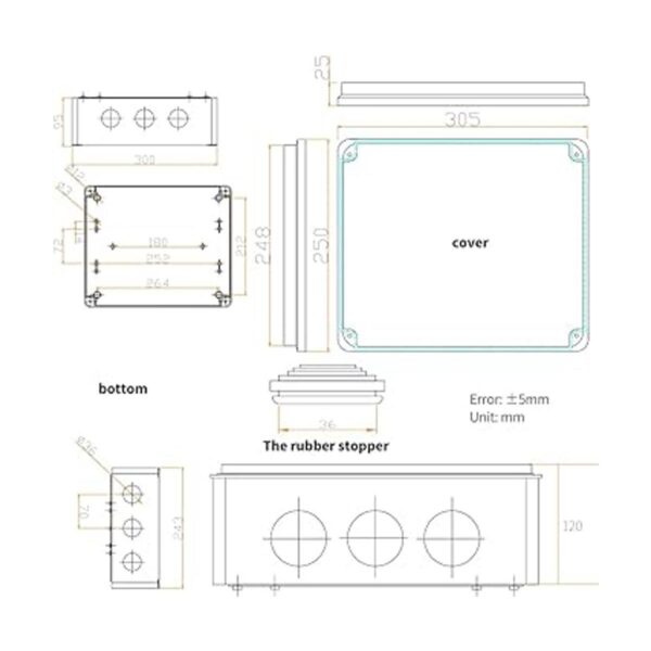 MAKERELE Caja eléctrica para exteriores de plástico ABS_2