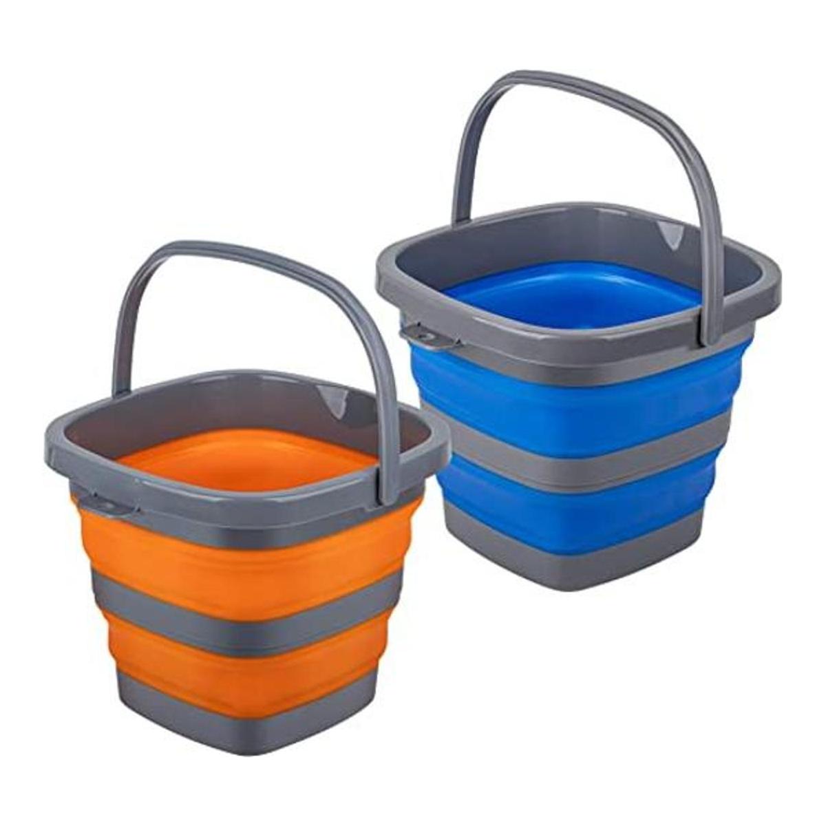 Paquete de 2 cubos de plástico plegables con 1.32 galones