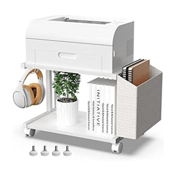 VEDECASA Soporte moderno de madera blanca de 2 niveles_1