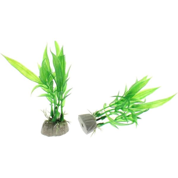 4 plantas de plástico artificial verde para peceras de_2