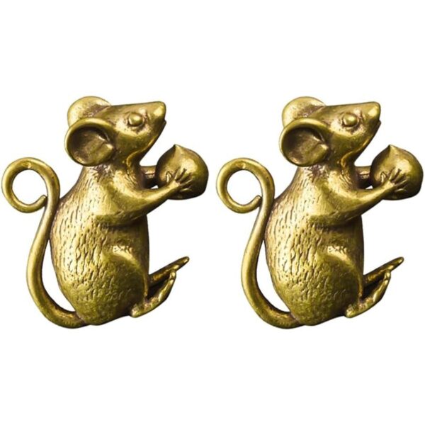NUOBESTY 2 piezas de latón ratón estatua Feng Shui riqueza_1