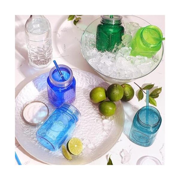Cupture Tazas de vaso de acrílico con tapas y pajitas 20