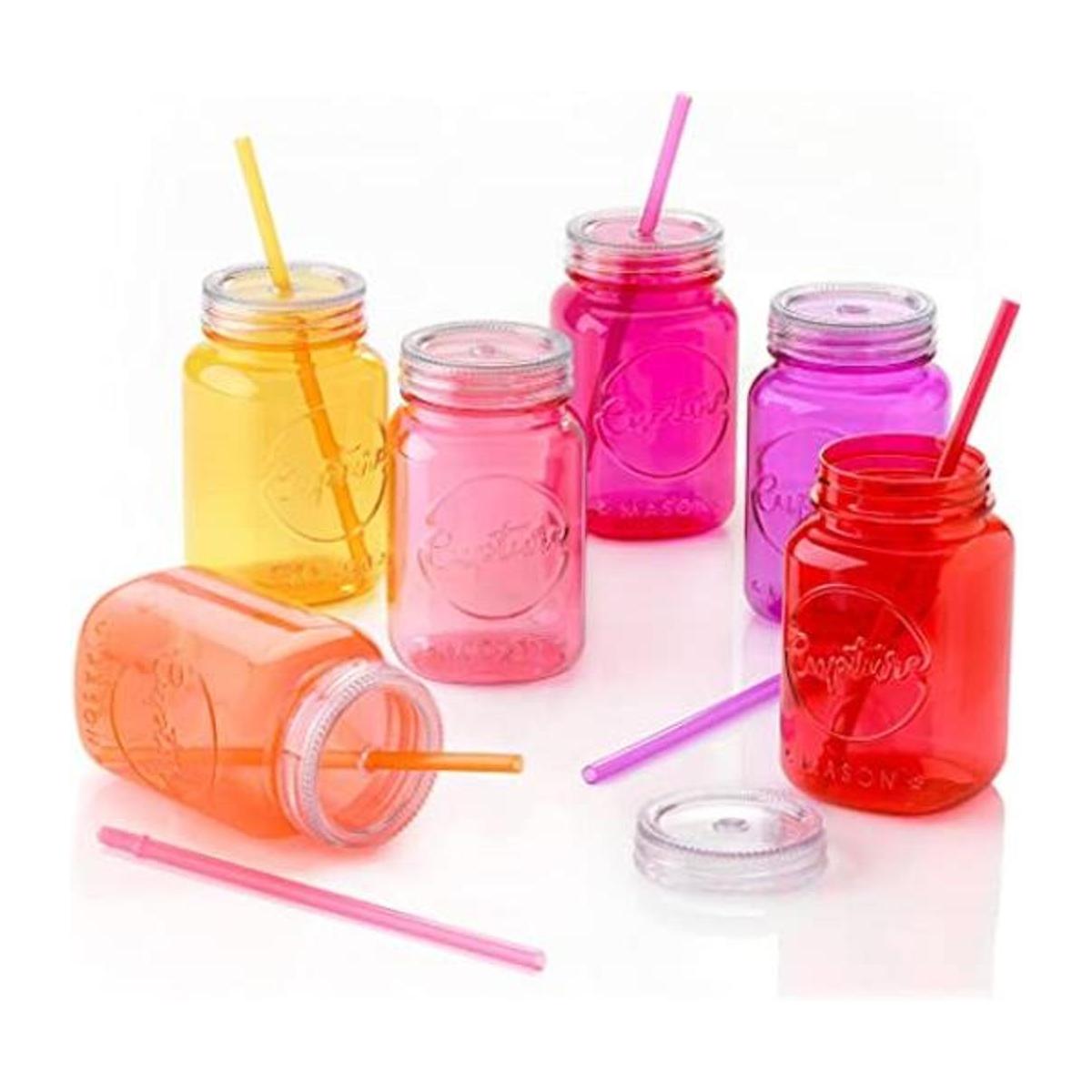 Cupture Tazas de vaso de acrílico con tapas y pajitas 20