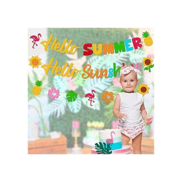 Hello Summer Hello Sunshine Banner para verano Hawaiian