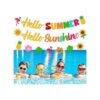 Hello Summer Hello Sunshine Banner para verano Hawaiian