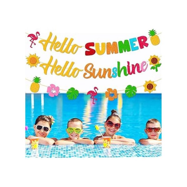 Hello Summer Hello Sunshine Banner para verano Hawaiian