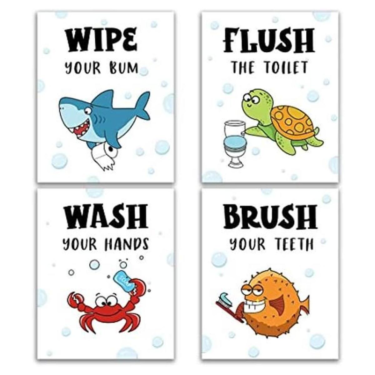 Funny Sea Critters Reglas de decoración de baño diseño de