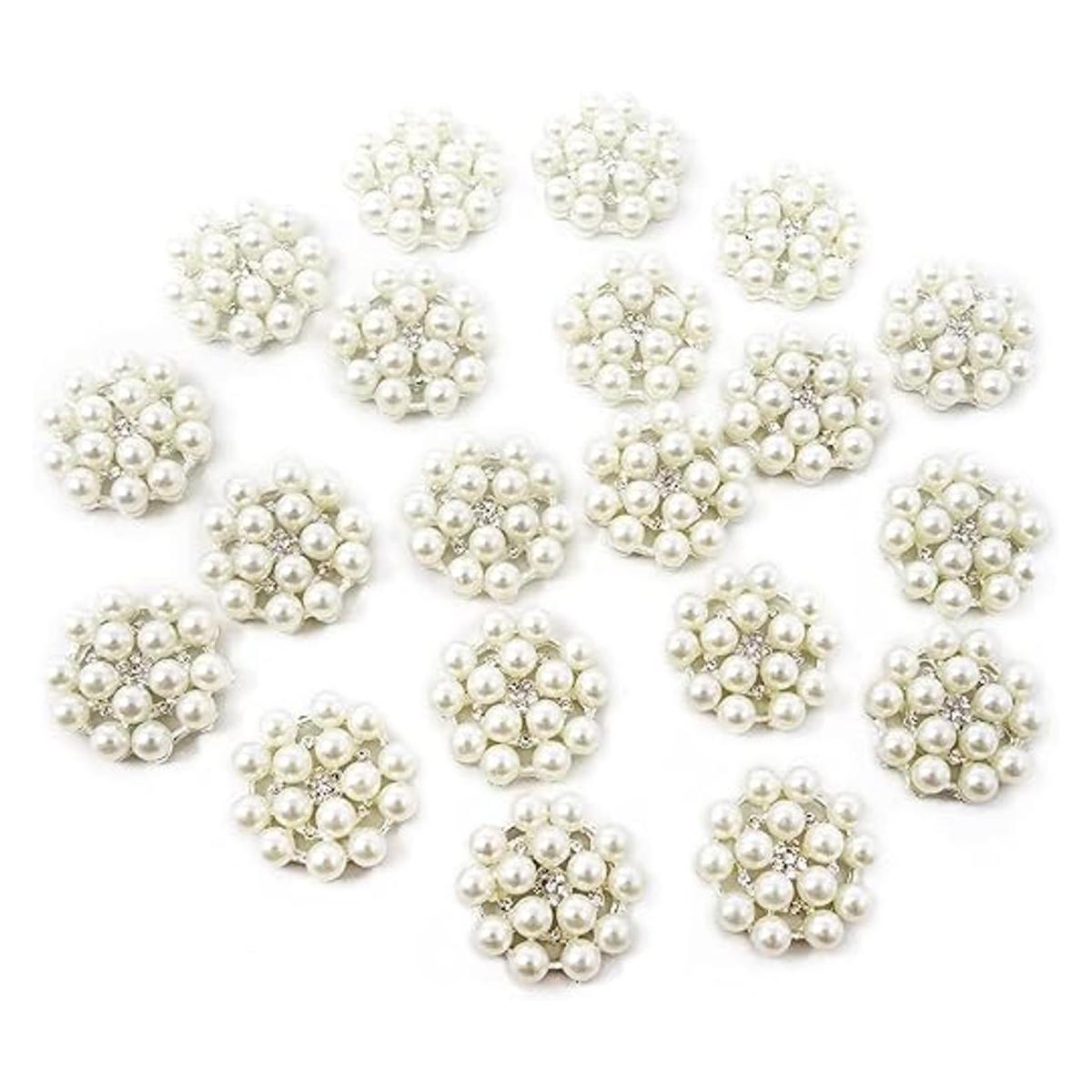 Honbay 20 broches de botón de perlas de diamantes de