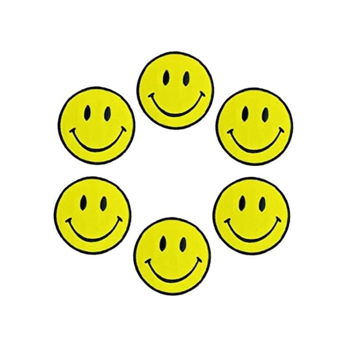 Lote de 6 piezas de color amarillo Smiley Cara Sonrisa