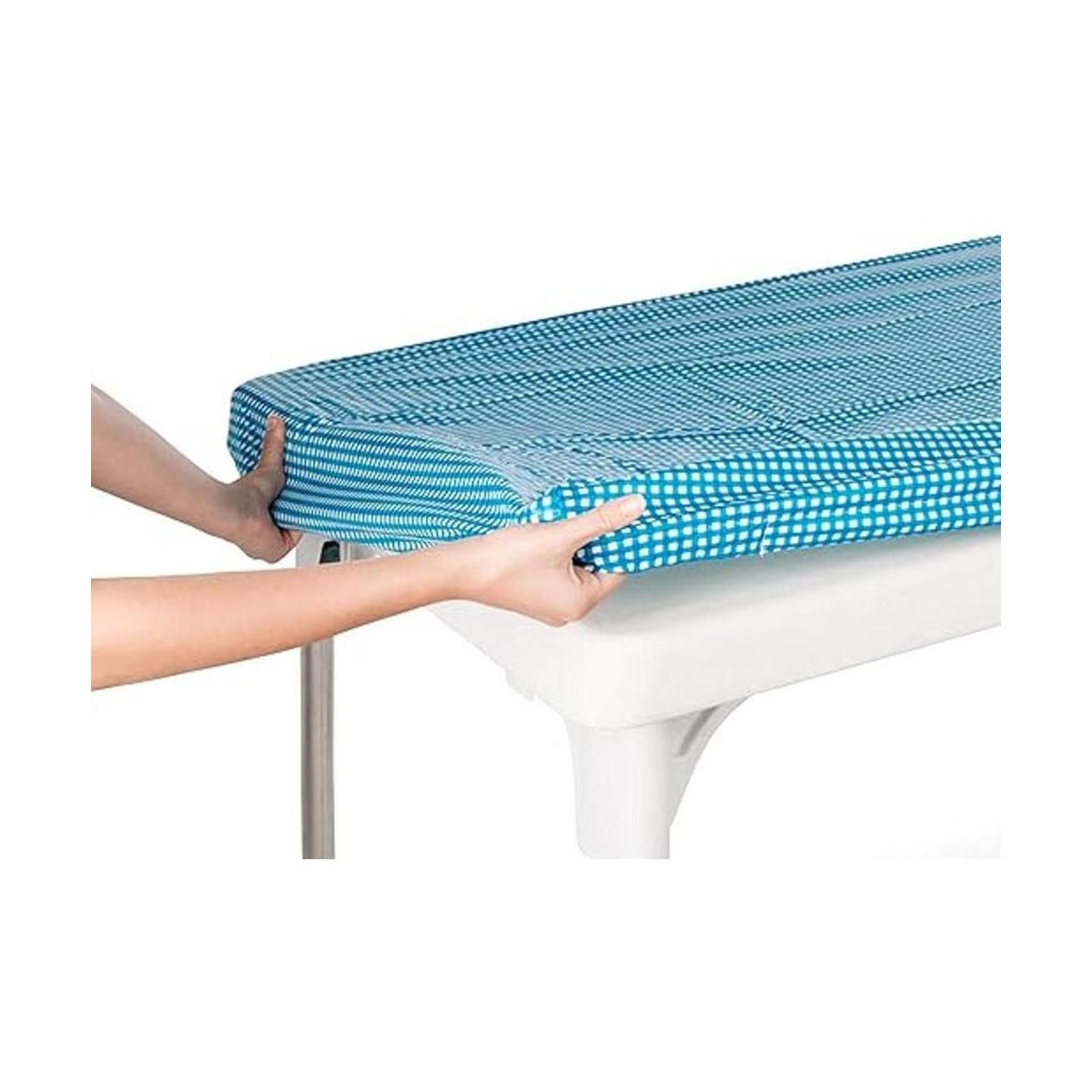TopTableCloth Mantel cuadrado de vinilo blanco y azul a