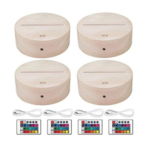 4 unidades LED 3D luz nocturna base de la lámpara base de